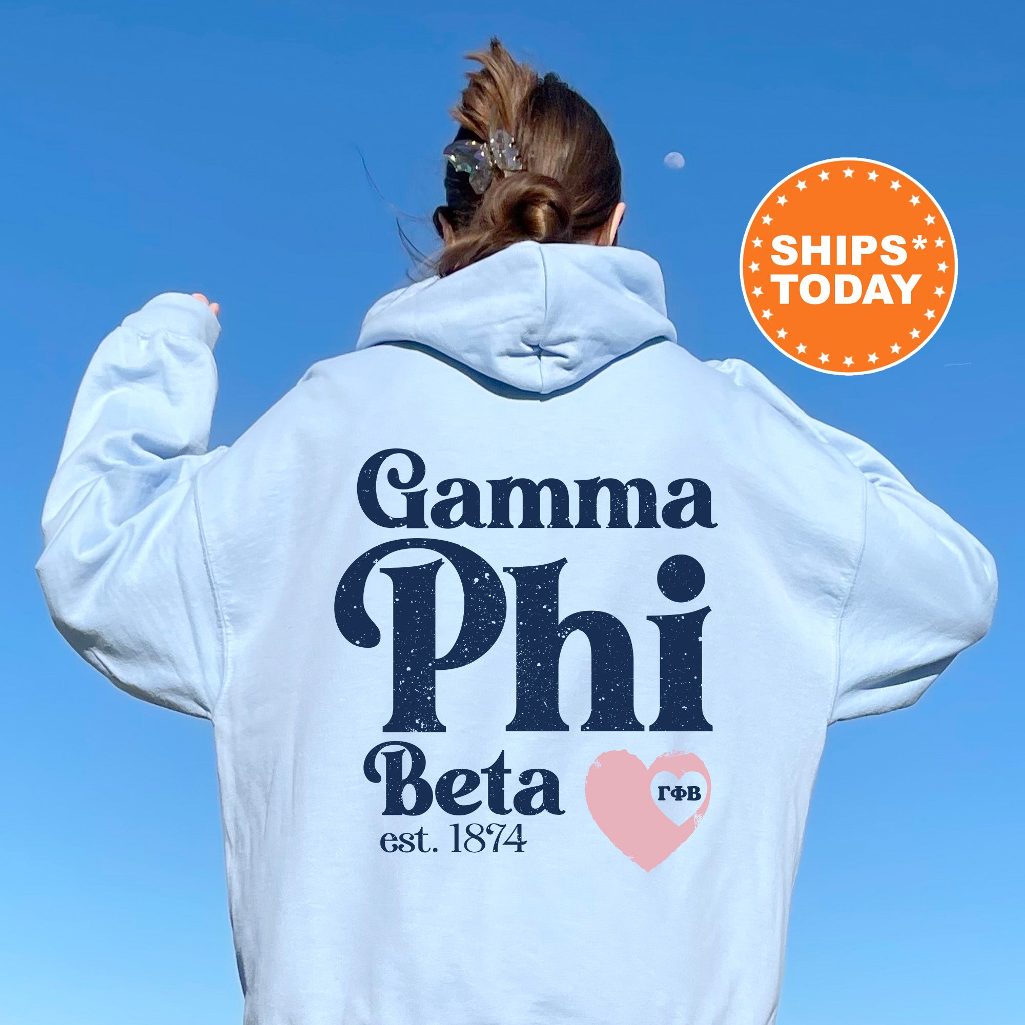 Gamma outlet Phi Beta Yin-Yang Surf Sorority Hoodie Mineral Wash Tie Dye | Greek Life Sweatshirt | GPhi comfy hoodie