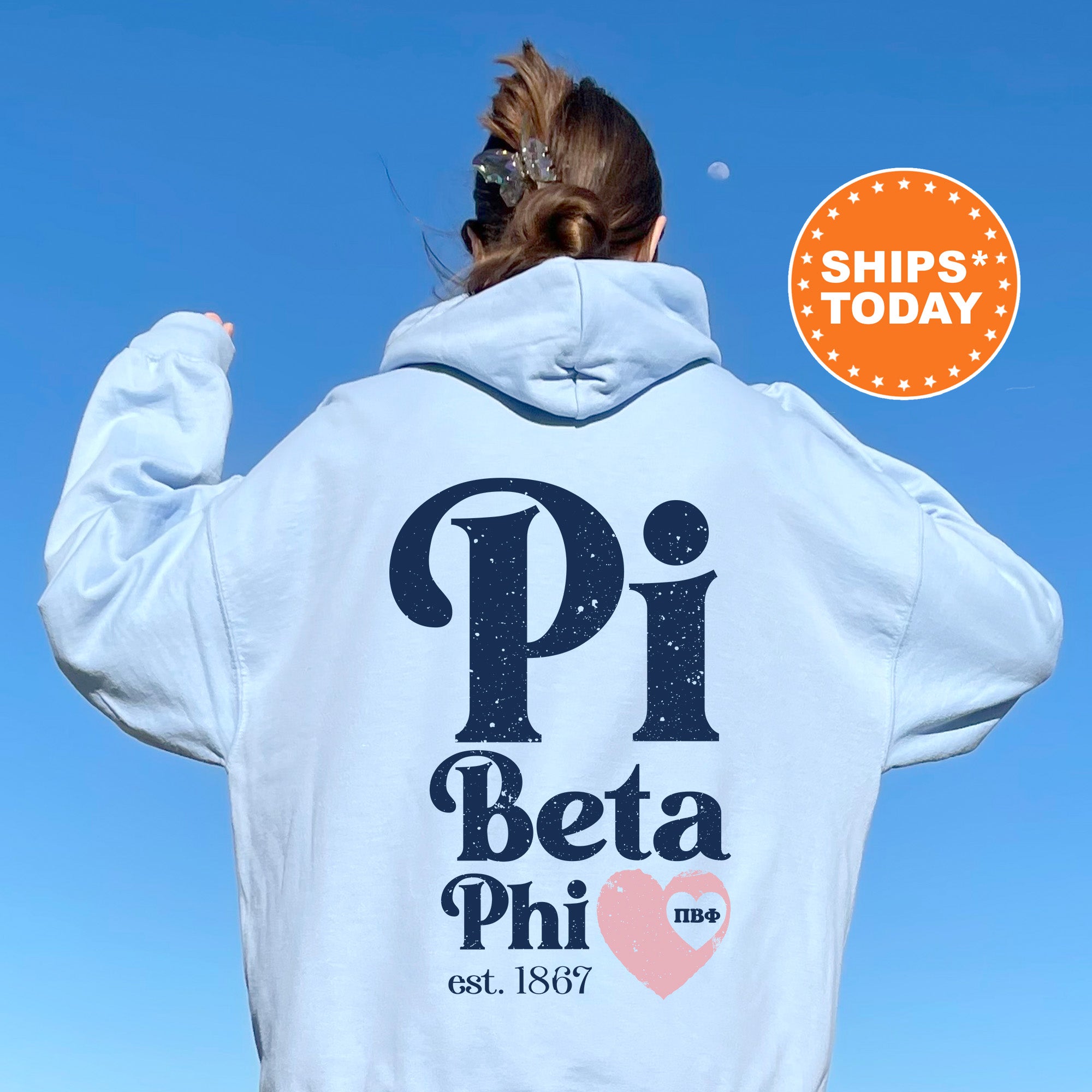 Pi Beta Phi Yin-Yang Surf Sorority Hoodie Mineral Wash Tie Dye top | Greek Life Sweatshirt | Pi Phi comfy hoodie