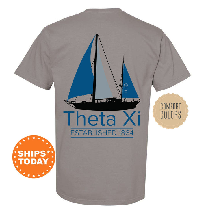 Theta Xi Black Boat Fraternity T-Shirt | Theta Xi Shirt | Comfort Colors Tee | Fraternity Bid Day Gift | Rush Shirt | Pledge Shirt _  15630g