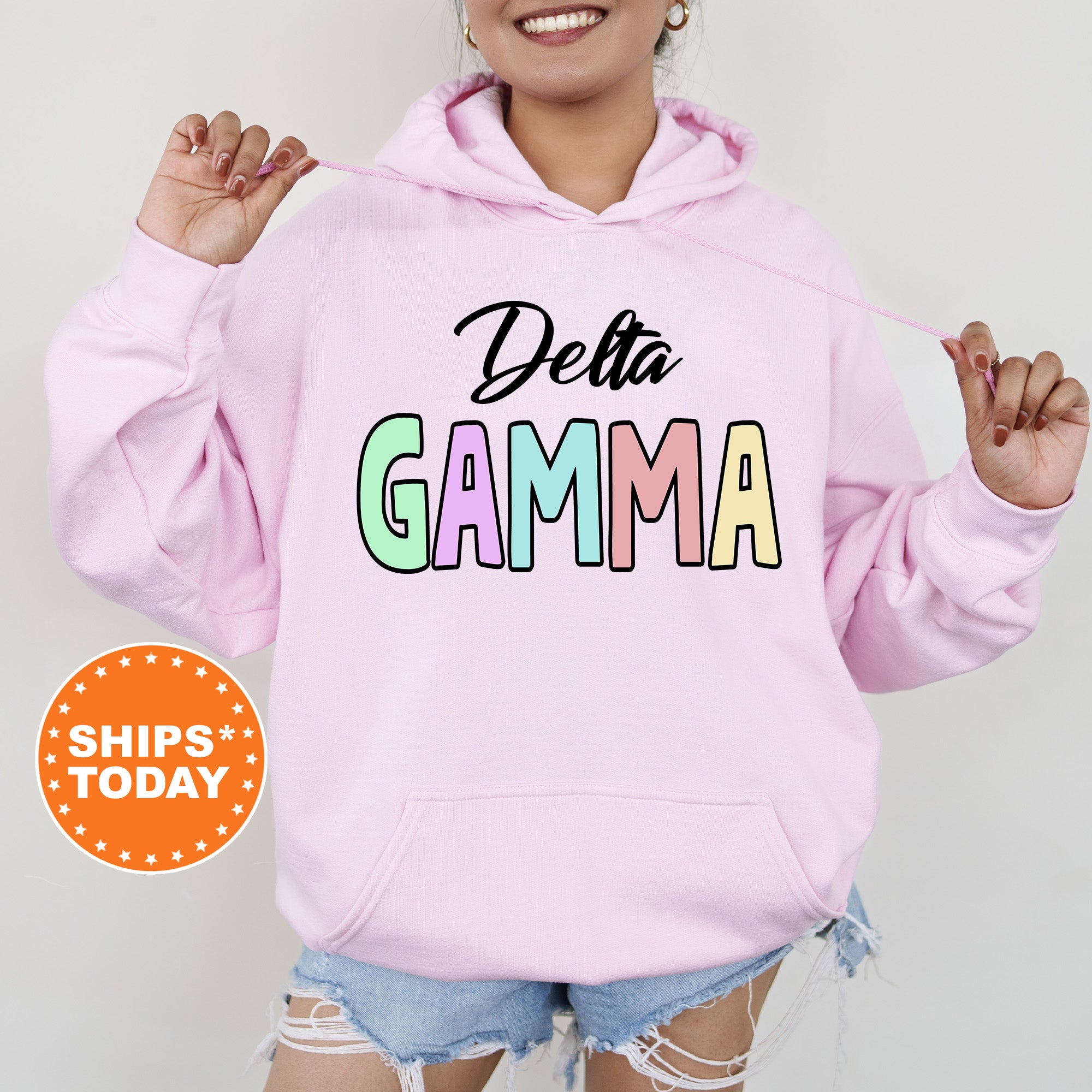 Delta Gamma Yin-Yang Surf Sorority Hoodie Mineral Wash Tie Dye popular | Greek Life Sweatshirt | Dee gee comfy hoodie