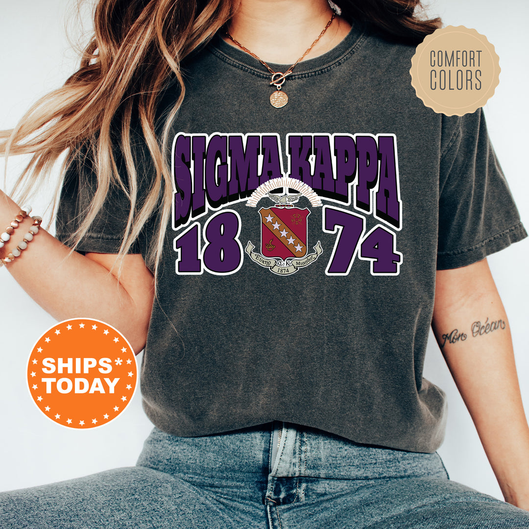 a woman wearing a tshirt with a football on it