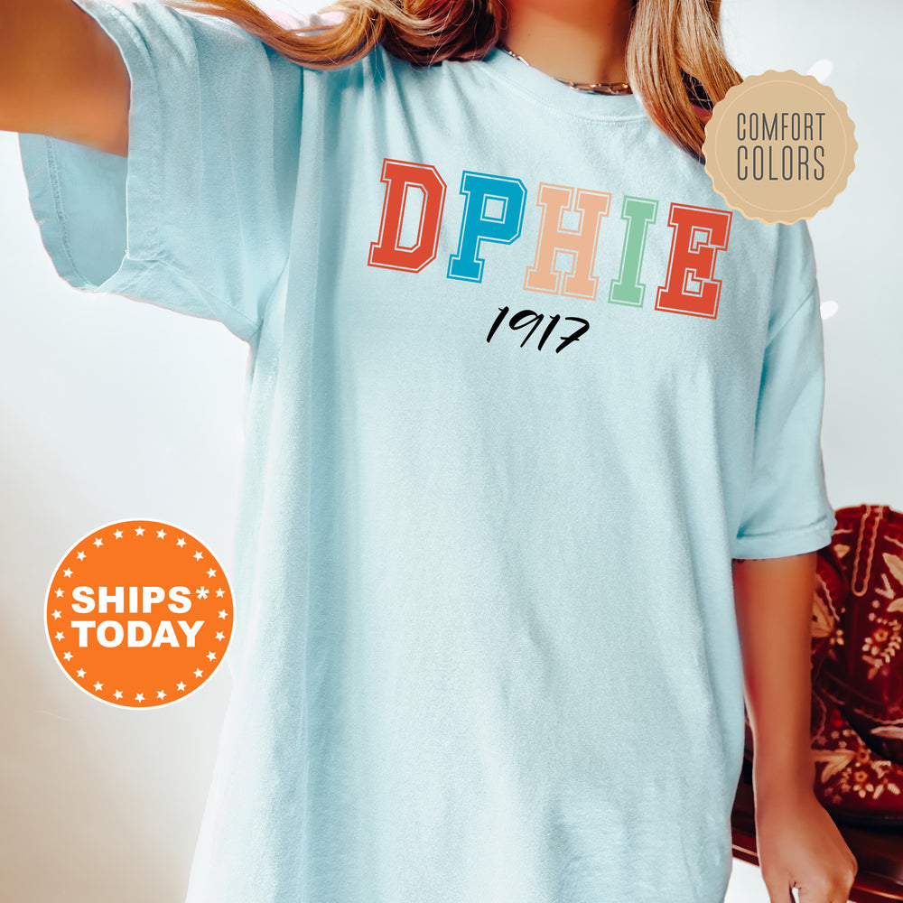 a woman wearing a t - shirt with the word dppie printed on it
