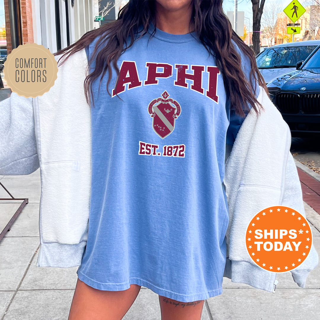 a woman is standing on the sidewalk wearing a shirt