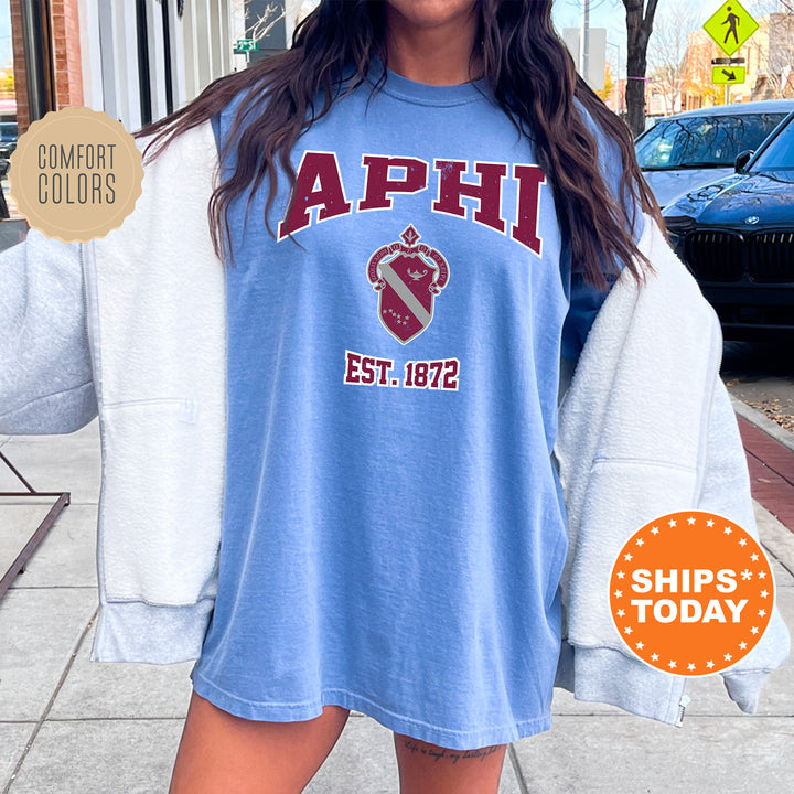 a woman is standing on the sidewalk wearing a shirt