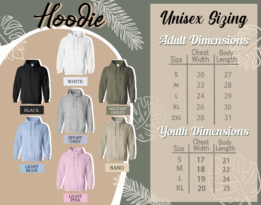 sweatshirt sizes chart for men and women