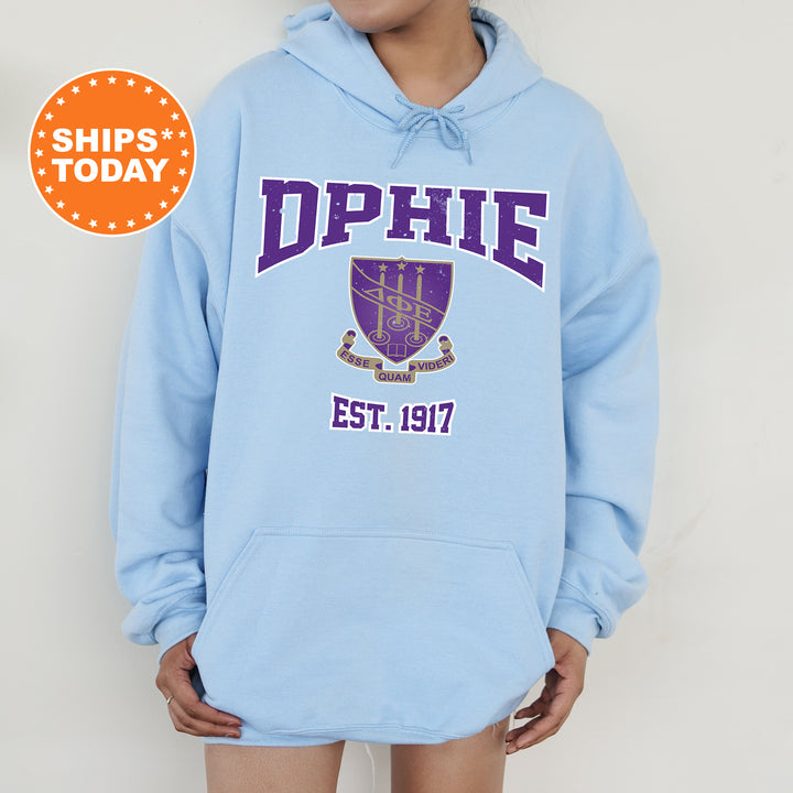 a person wearing a blue hoodie with the words diphie on it
