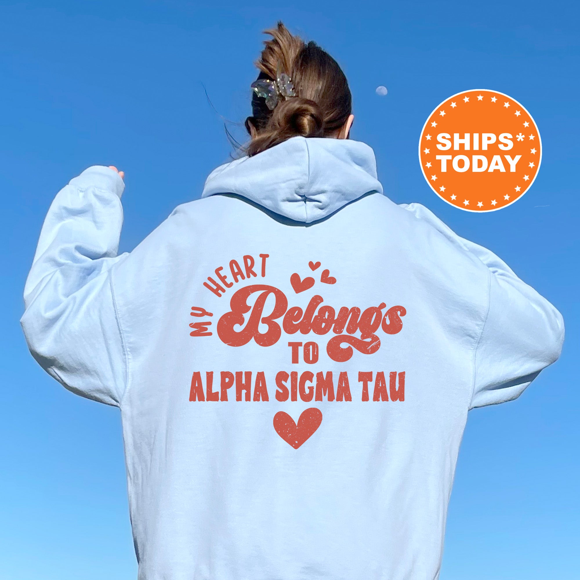 Alpha Sigma Tau Yin-Yang Surf Sorority Hoodie Mineral Wash Tie Dye | Greek Life Sweatshirt | Alpha Tau selling comfy hoodie