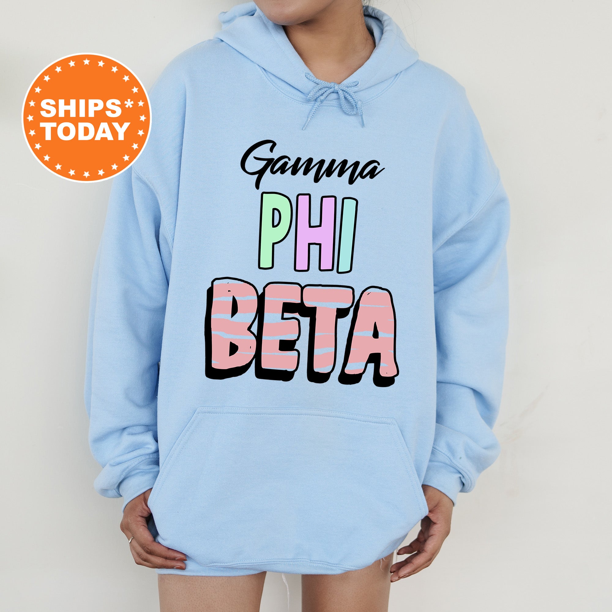 Gamma Phi Beta Yin-Yang Surf Sorority Hoodie Mineral Wash Tie 2024 Dye | Greek Life Sweatshirt | GPhi comfy hoodie