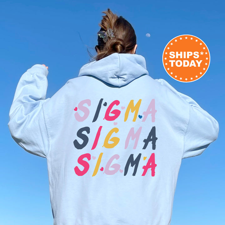 a woman wearing a white jacket with the words stigma stigma on it