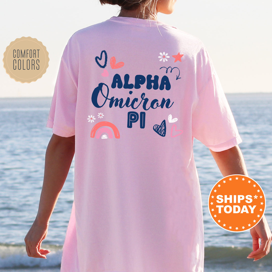 a girl wearing a pink shirt that says, i love the beach
