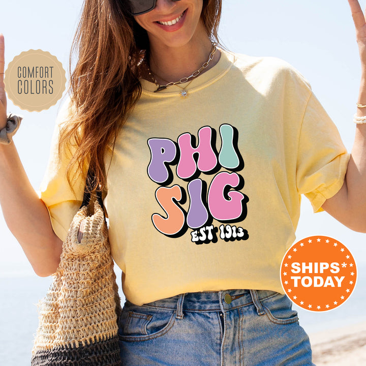 a woman in a yellow shirt holding up a peace sign