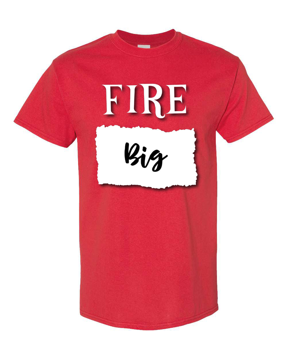 a red t - shirt with the word fire on it