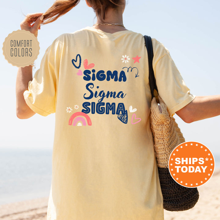 a woman walking on a beach holding a sign