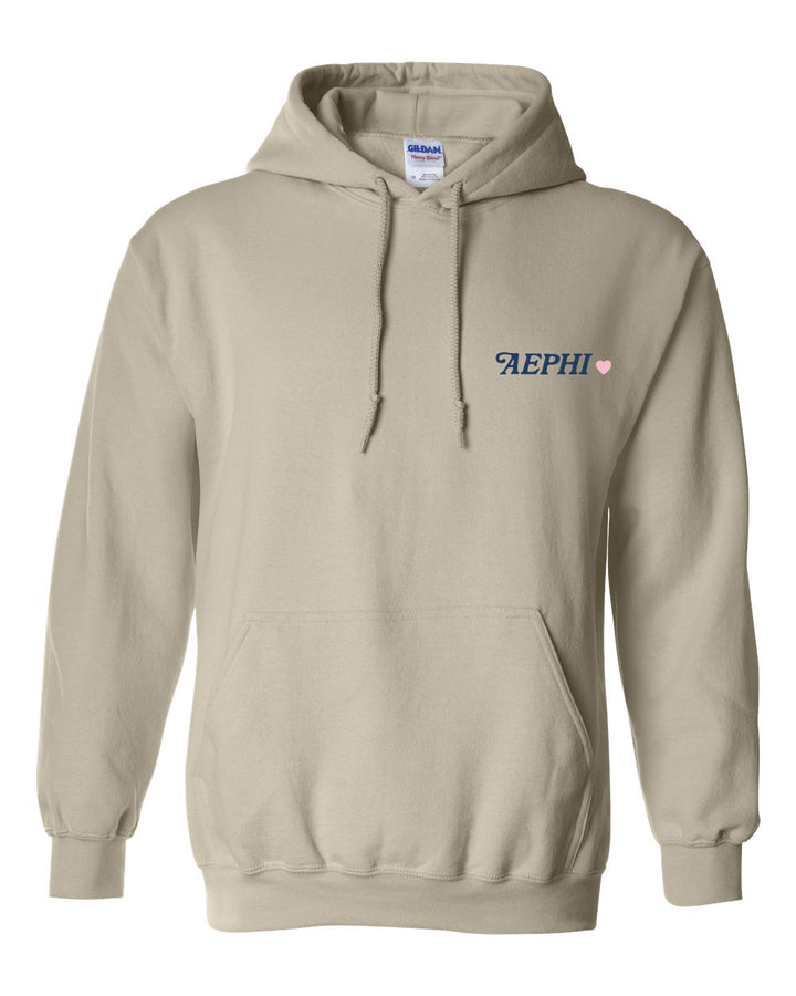 a beige hoodie with the words apexh on it