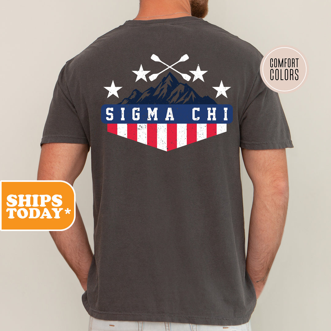 a man wearing a t - shirt with the slogan stigma chi on it