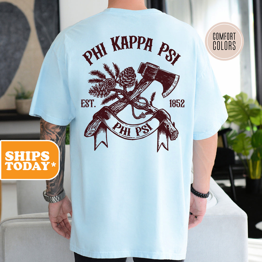 a man wearing a phi kapp pay t - shirt
