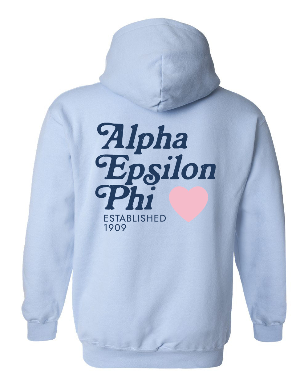 a light blue sweatshirt with the words, aloha epssion phu established