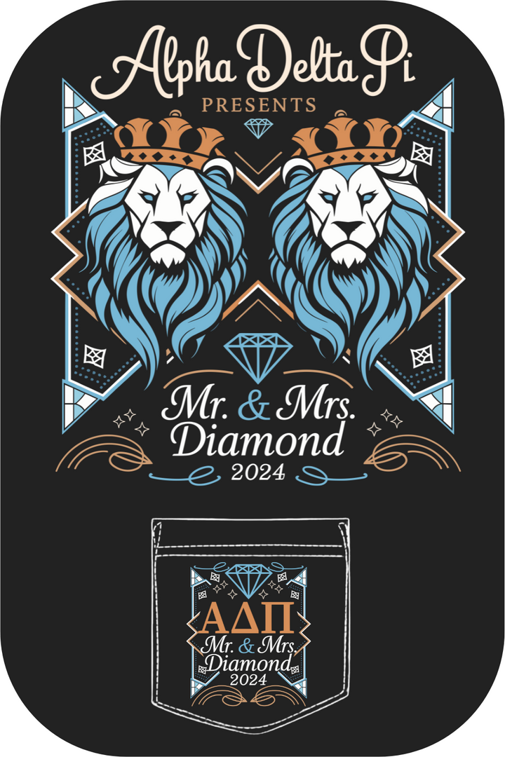 Custom Alpha Delta Pi Presents Mr. And Mrs. Diamond Lions Head