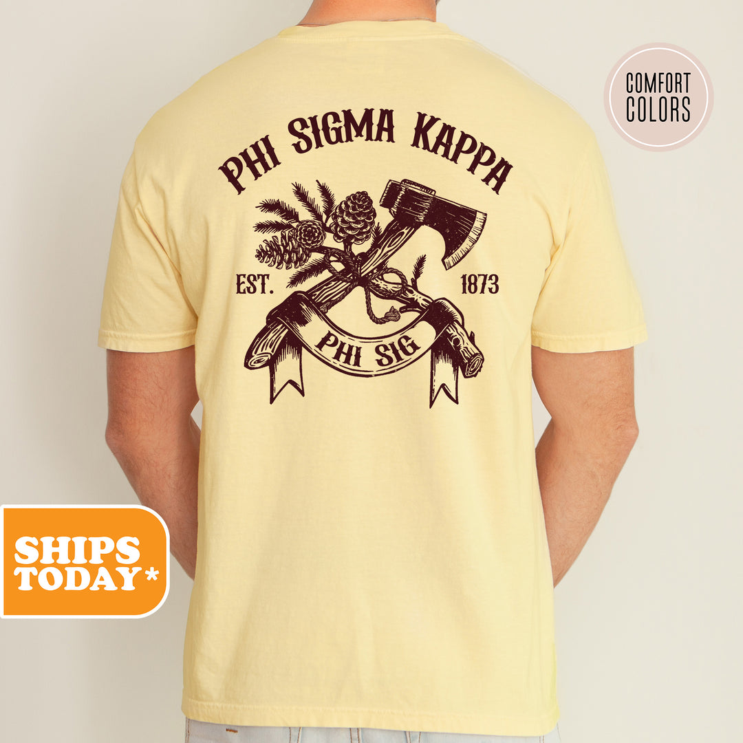 a man wearing a phi sima kapa t - shirt