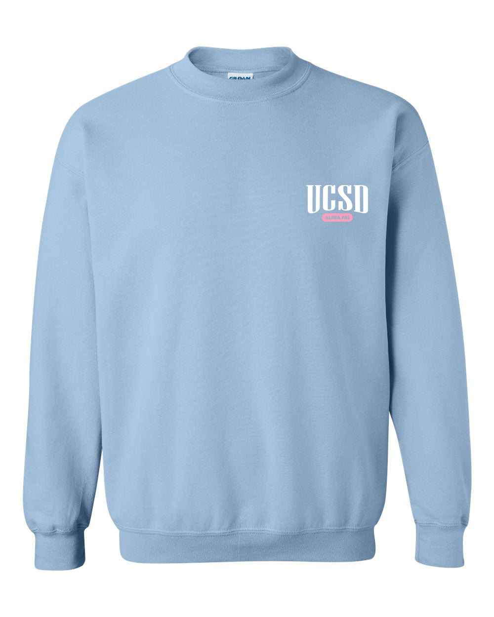 a light blue sweatshirt with the words usssd printed on it