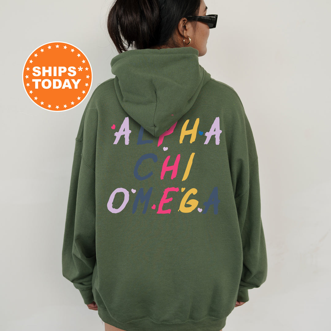 a woman wearing a green hoodie with the words ah ah ah oh ah oh