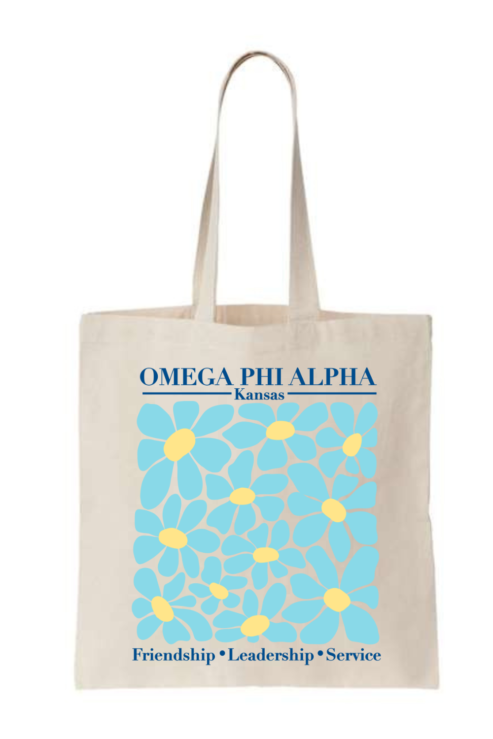 Custom Omega Phi Alpha Floral Tote Bag