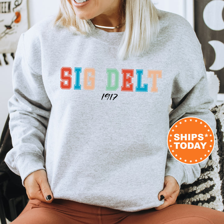 a woman wearing a sweatshirt that says so delt