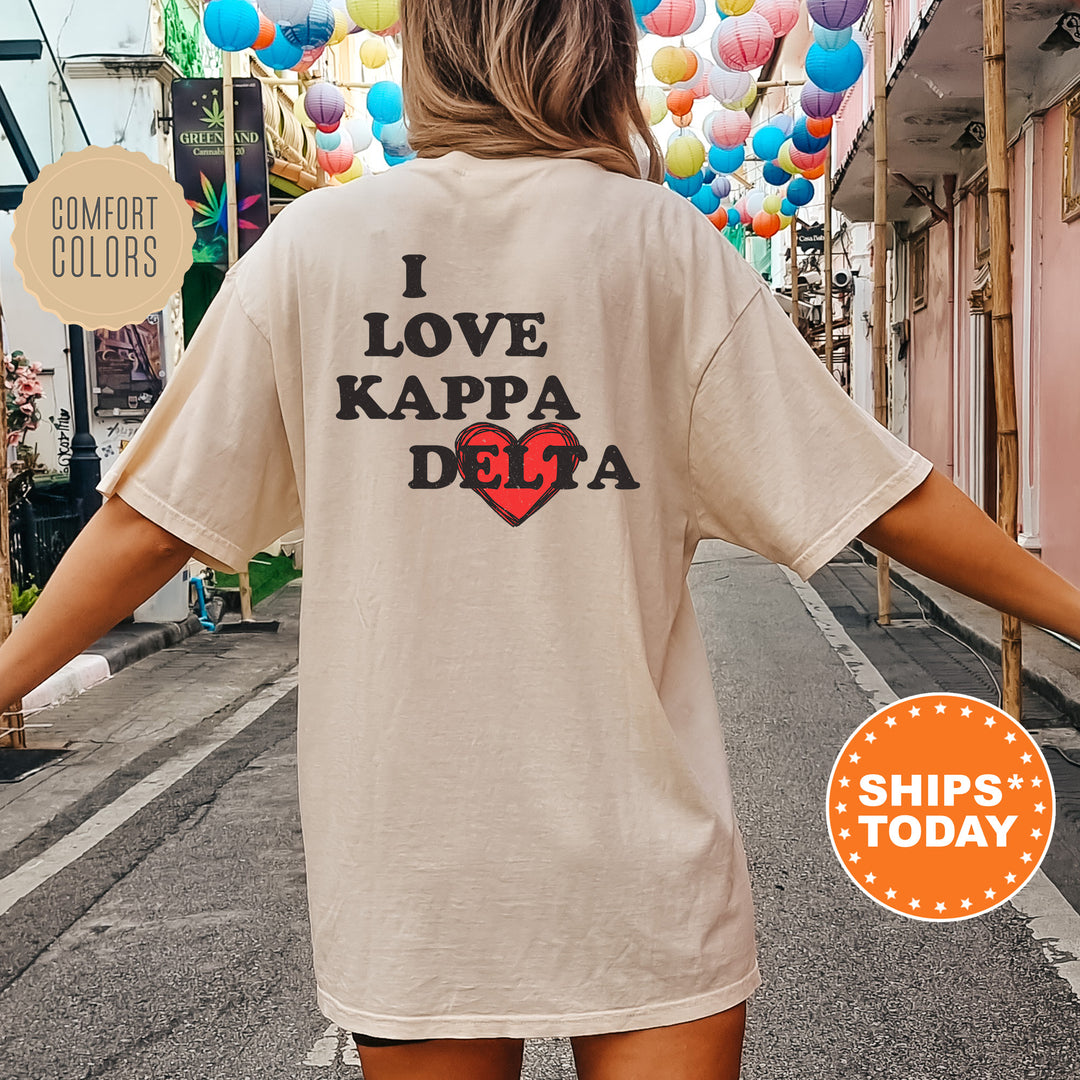 a woman walking down a street with balloons in the background