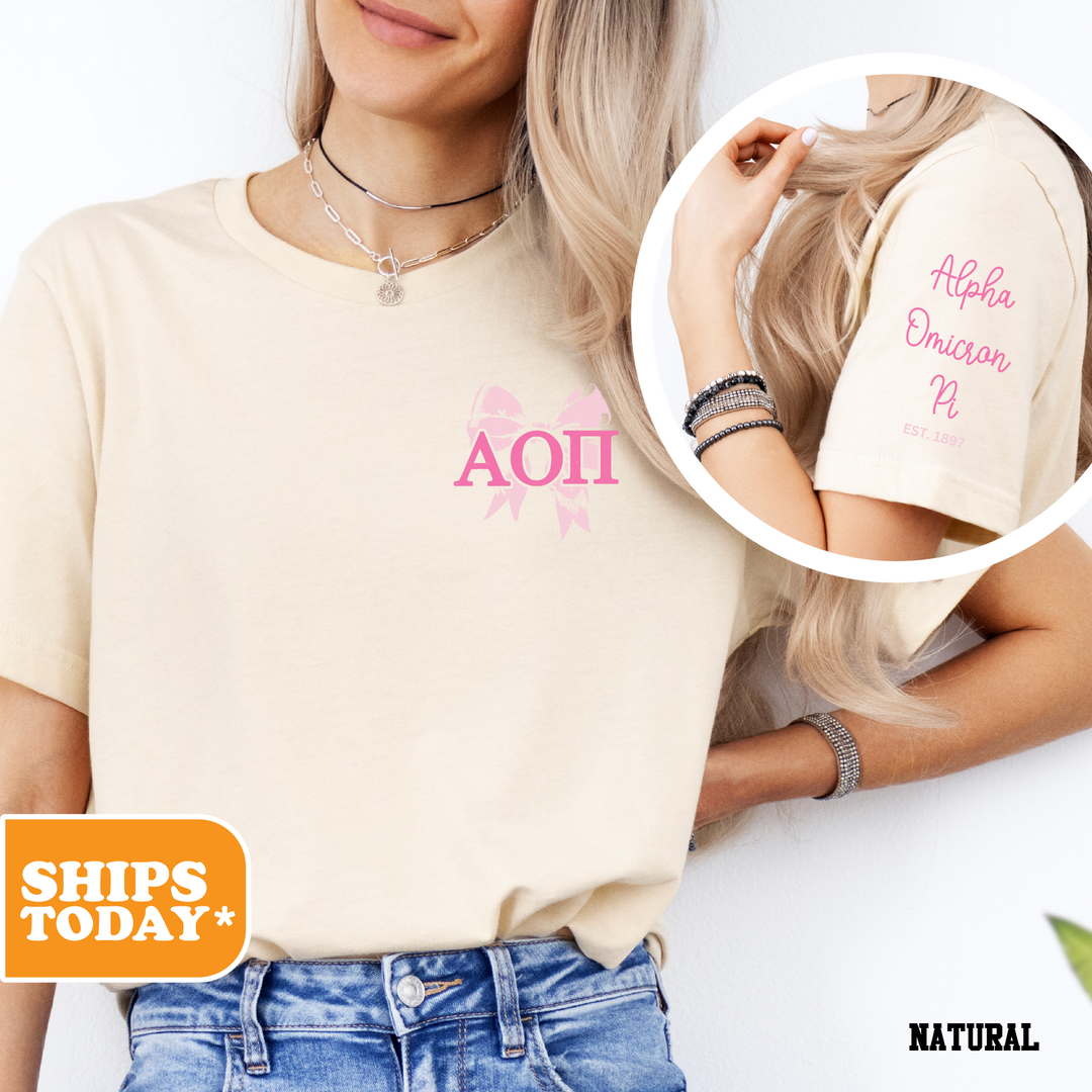 a woman with blonde hair wearing a t - shirt that says aoi