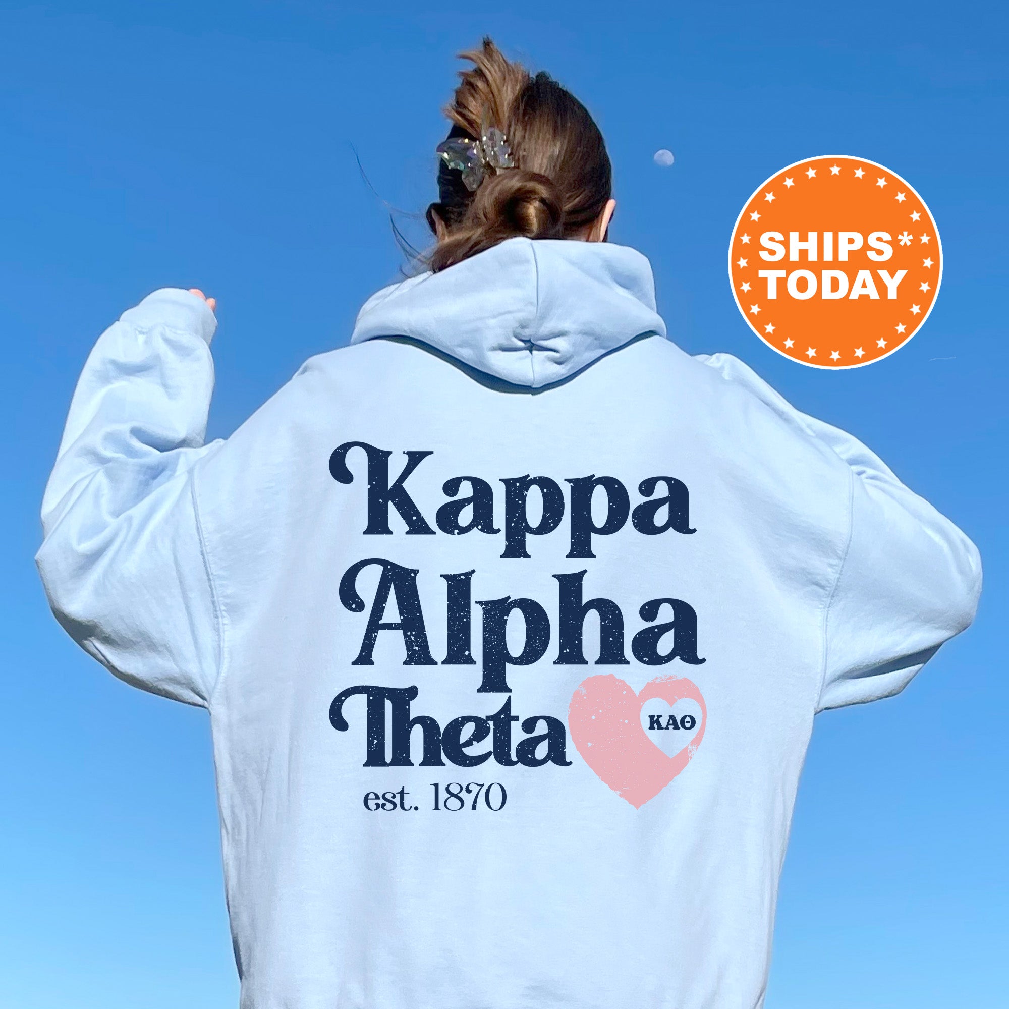 Kappa Alpha Theta Yin-Yang Surf Sorority Hoodie Mineral Wash high quality Tie Dye | Greek Life Sweatshirt | Theta comfy hoodie