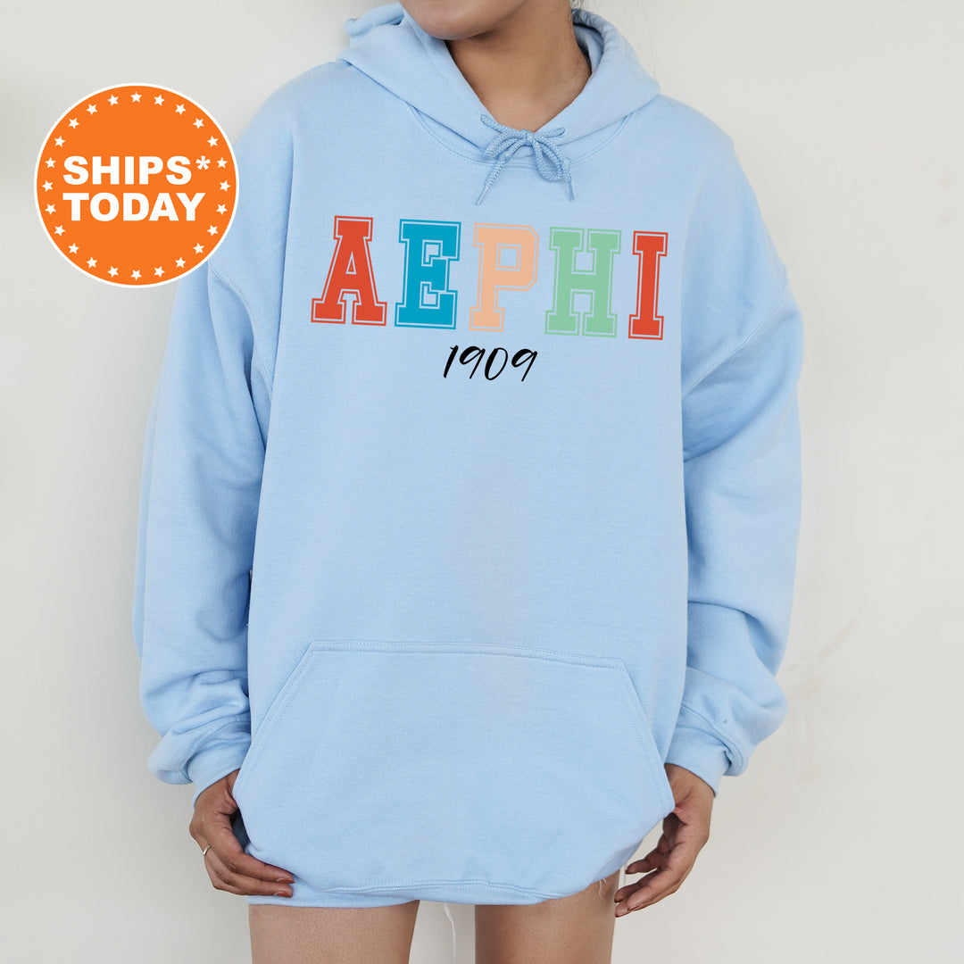 a person wearing a blue hoodie with the word aephh on it