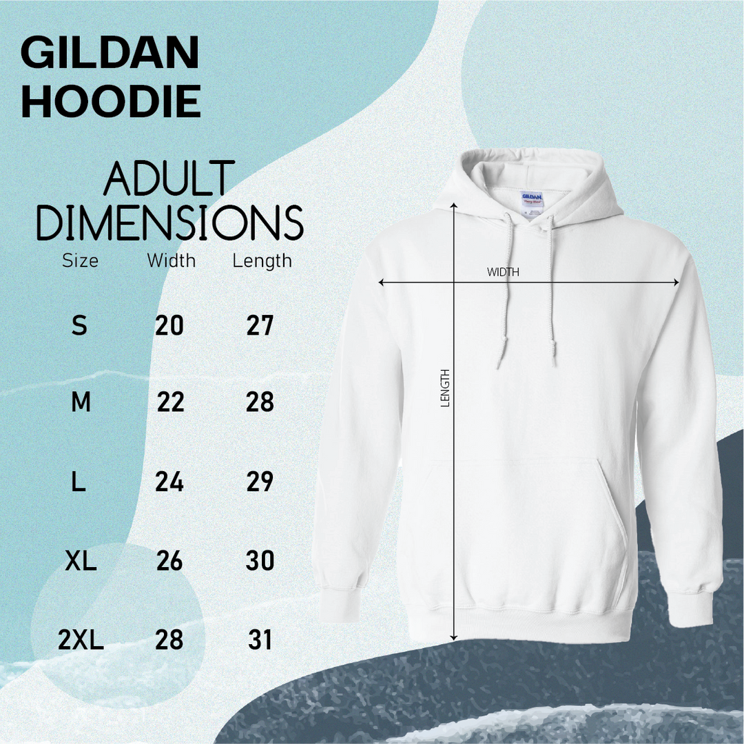 a white hoodie with measurements for the hoodie
