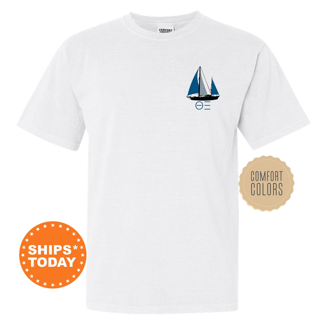 Theta Xi Black Boat Fraternity T-Shirt | Theta Xi Shirt | Comfort Colors Tee | Fraternity Bid Day Gift | Rush Shirt | Pledge Shirt _  15630g
