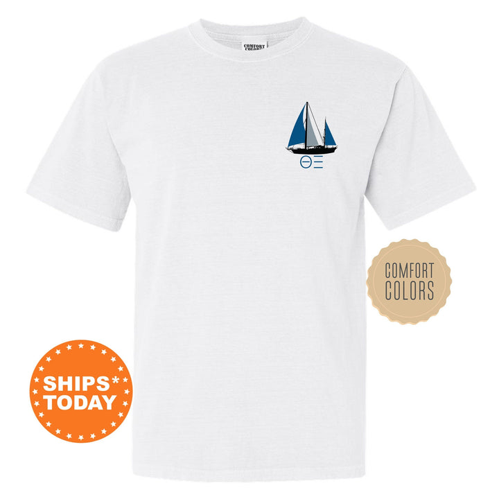 Theta Xi Black Boat Fraternity T-Shirt | Theta Xi Shirt | Comfort Colors Tee | Fraternity Bid Day Gift | Rush Shirt | Pledge Shirt _  15630g