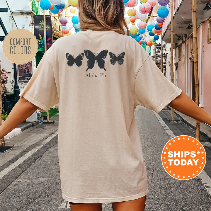 a woman walking down a street with balloons in the background