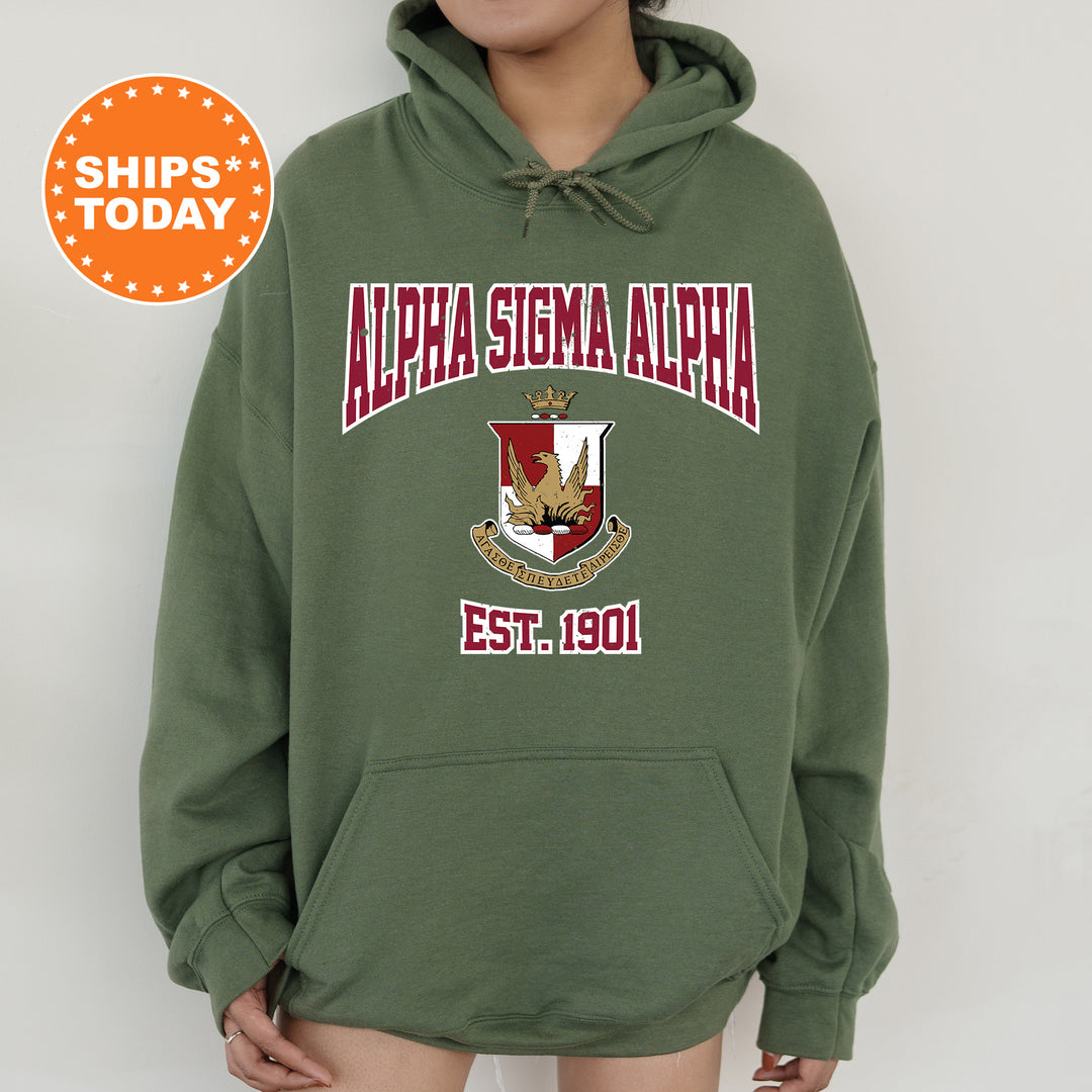 a person wearing a green hoodie with a seal on it