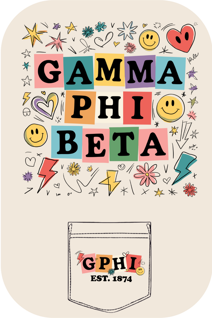 Custom Gamma Phi Beta Smiley Heart