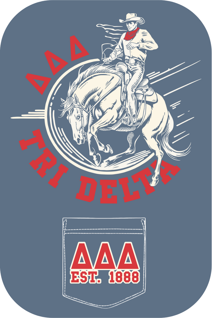 Custom SMU Tri Delta Cowboy Horse Ride