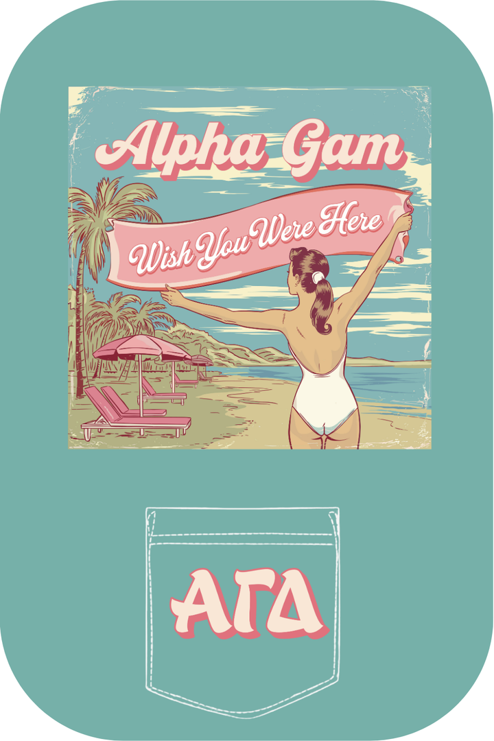 Custom Alpha Gam Wish You Were Here