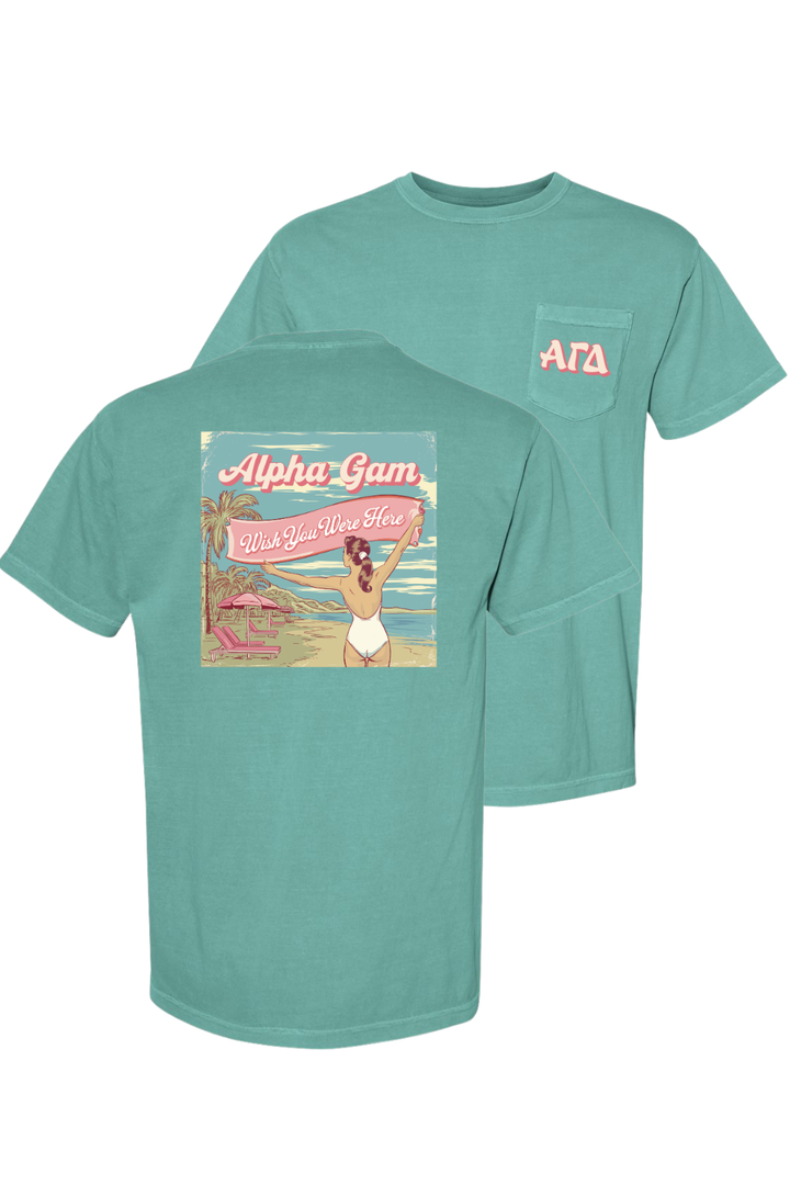 Custom Alpha Gam Wish You Were Here