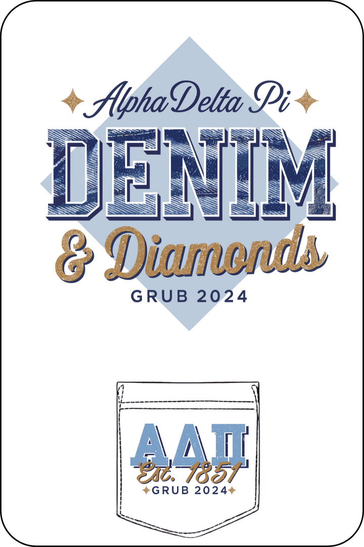 Custom Alpha Delta Pi Denim & Diamonds