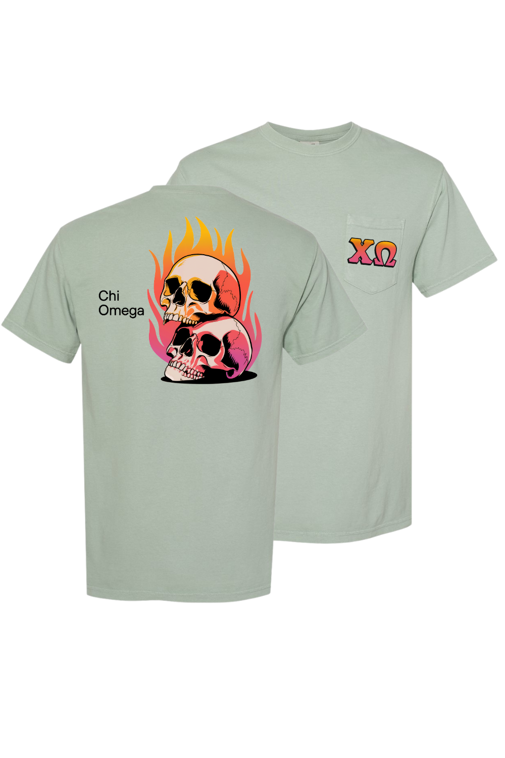 Custom Chi Omega Skull