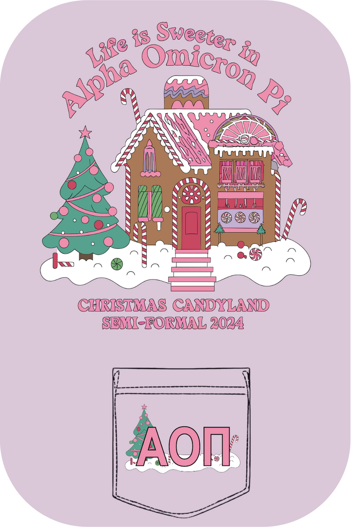 Custom Life is Sweeter in Alpha Omicron Pi Christmas Candy Land