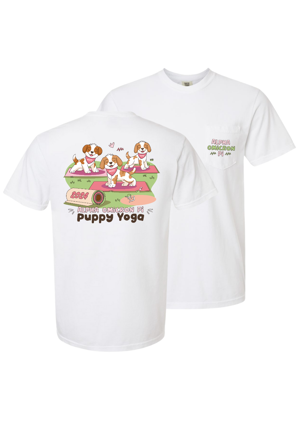 Custom Alpha Omicron Pi Puppy Yoga