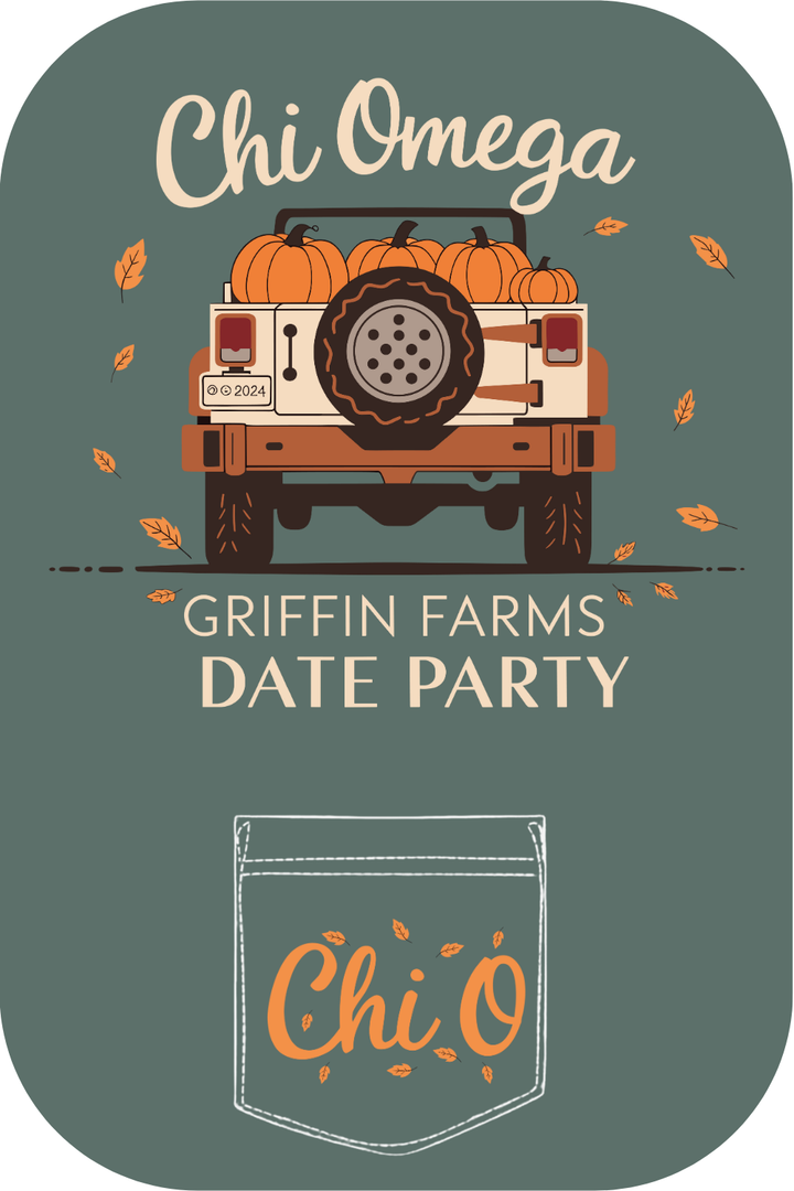 Custom Chi Omega Griffin Farms Date Party