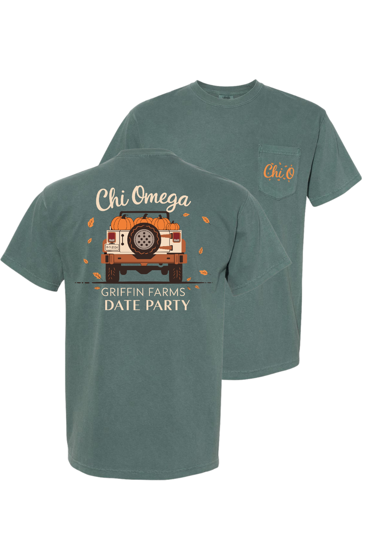 Custom Chi Omega Griffin Farms Date Party