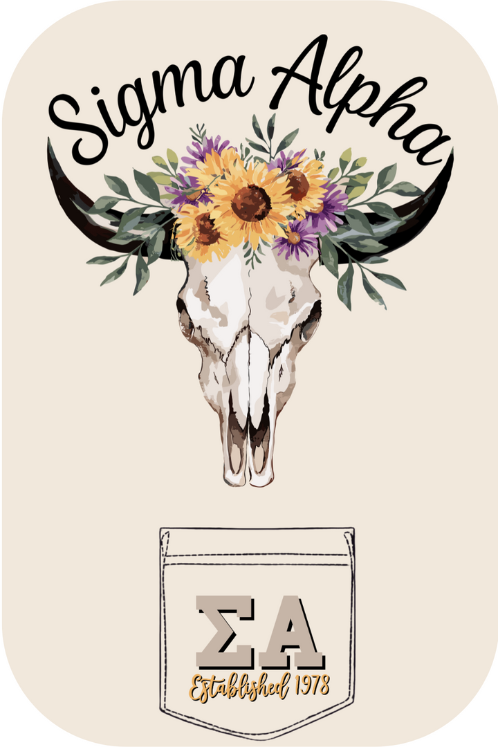 Custom Sigma Alpha Floral Bull Skull