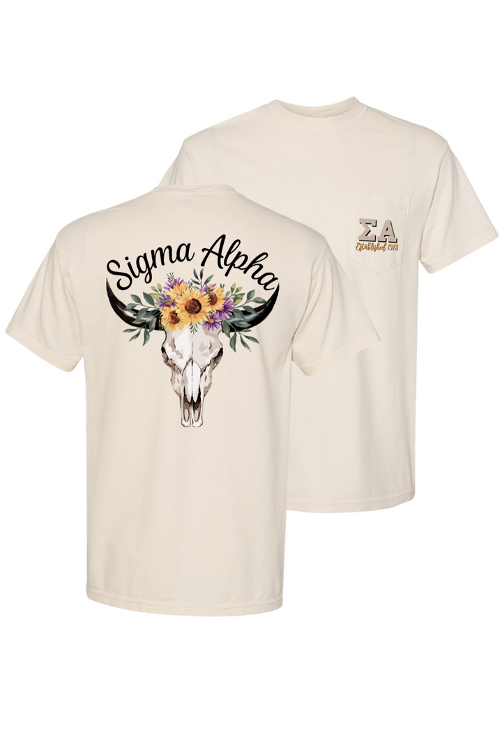 Custom Sigma Alpha Floral Bull Skull