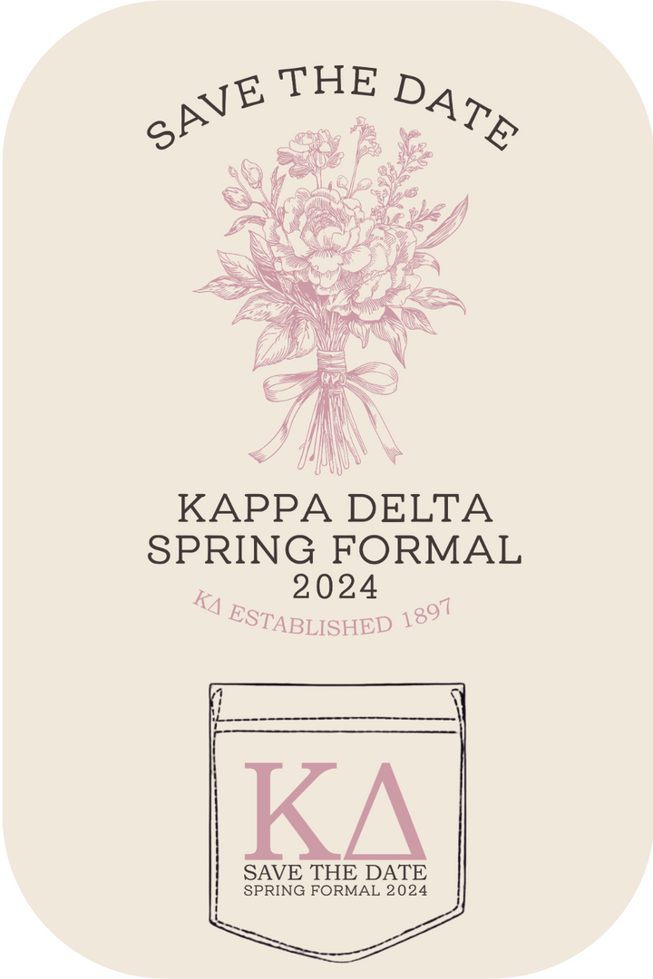 Custom Save The Date Kappa Delta Spring Formal