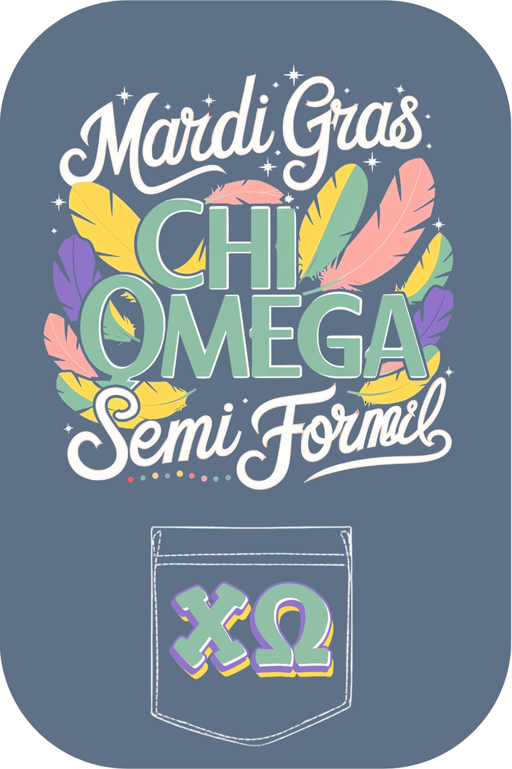 Custom Mardi Gras Chi Omega Semi Formal